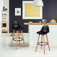 2Pcs Bar Stools, Pub High Barstool Dinning Chair w/ Round Metal Footrest, Beech Wood Legs