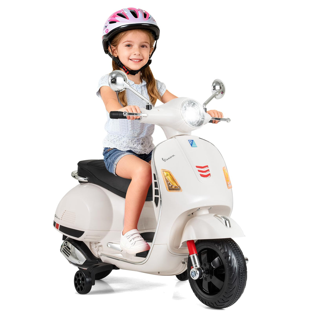 Licensed VESPA 12V Kids Electric Motorcycle with Dual Motors