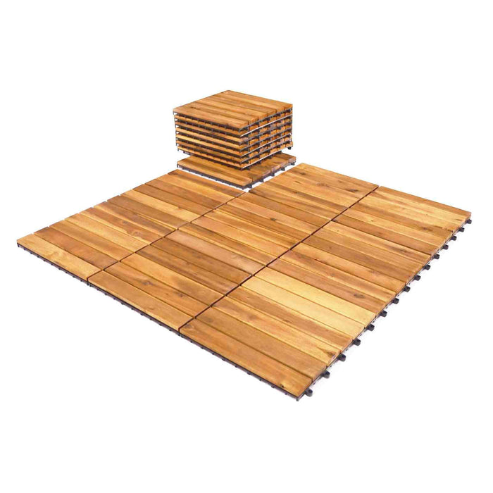 27 Pieces Acacia Wood Interlocking Patio Deck Tile Indoor Outdoor
