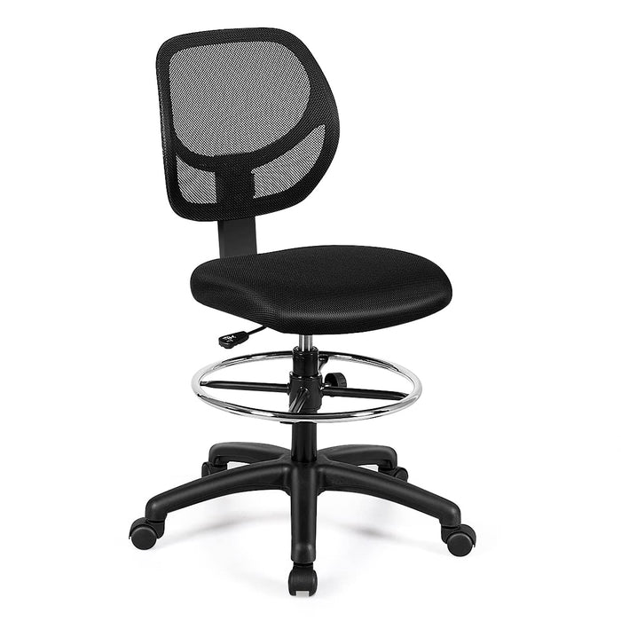 Mesh Drafting Computer Swivel Chair, Office Desk Chair, Ergonomic Armless Executive Task Chair
