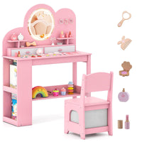 Princess Vanity Table and Chair Set with 2 Drawers
