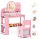 Princess Vanity Table and Chair Set with 2 Drawers