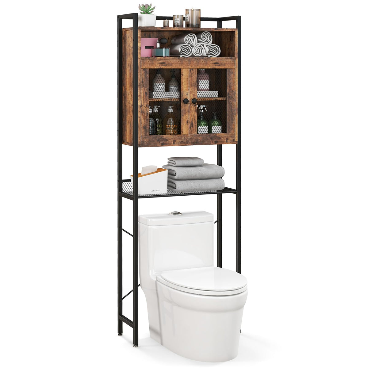 Bathroom Storage Organizer with Heavy-Duty Metal Frame & 3-Position Adjustable Shelf