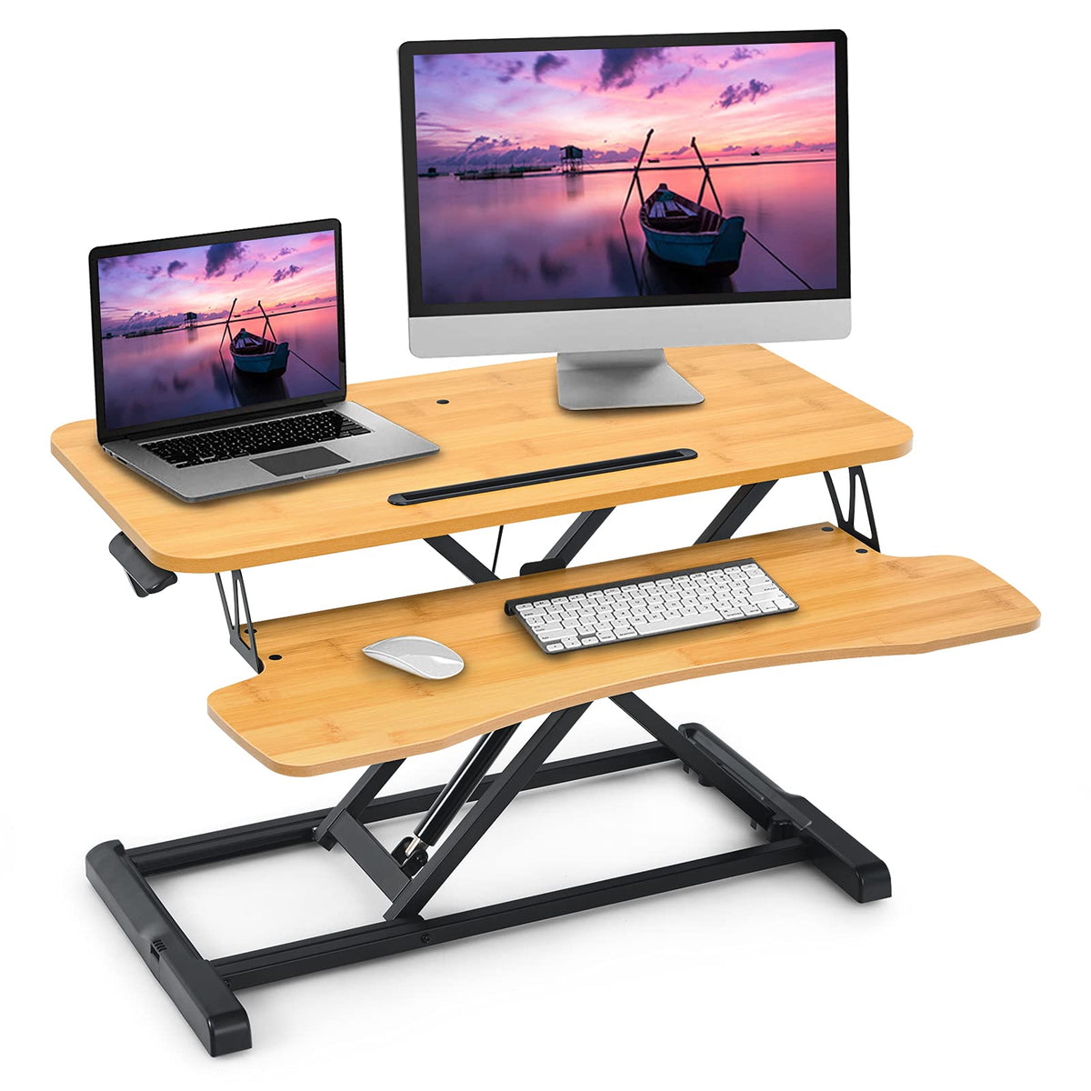 Giantex Standing up Desk, Height Adjustable Stand Up Desk Riser w/Large Platform & Tablet Holder