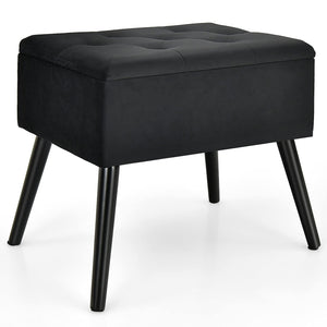 Giantex Velvet Storage Ottoman, Flip Top Stool w/Solid Wood Legs High Stability