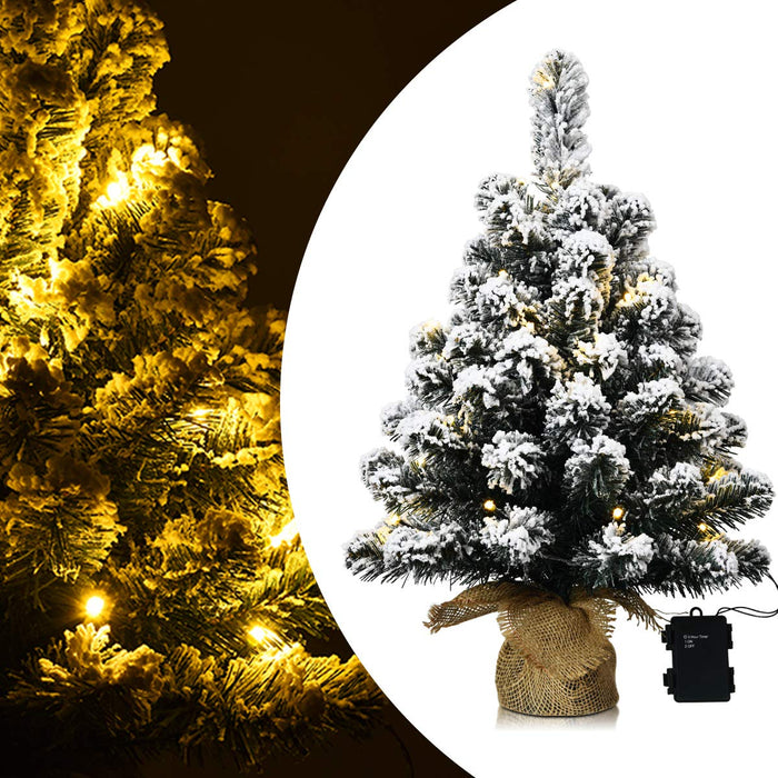 67cm Pre-Lit Snow Flocked Tabletop Christmas Tree with 8 Flash Modes
