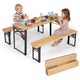 110 CM Folding Kids Picnic Table & Bench Set, No Assembly Wooden Toddler Table