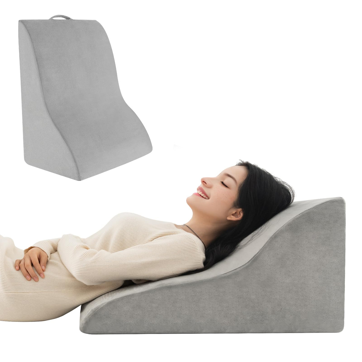 Giantex Wedge Pillow for Sleeping, 32cm Body Elevation Pillow with Unique Curved Design & Machine-washable Cover