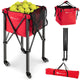 Foldable Tennis Ball Cart, Lightweight Aluminum Tennis Ball Hopper Basket w/Wheels
