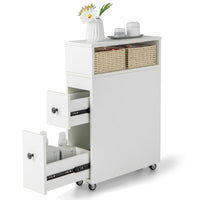 Giantex Movable Bathroom Storage Cabinet, Narrow Toilet Side Cabinet w/ 2 Slide Out Drawers