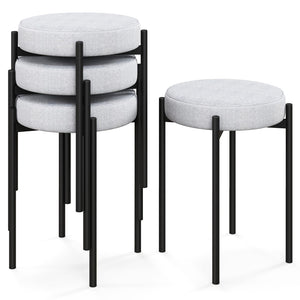 Bar Stools Set of 4 Home Upholstered Stools w/ Metal Legs & Anti-slip Foot Pads