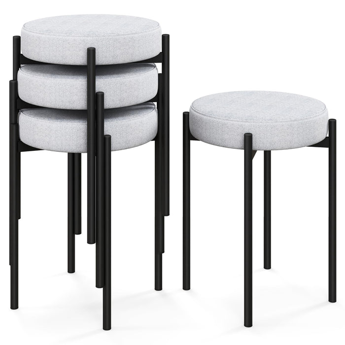 Bar Stools Set of 4 Home Upholstered Stools w/ Metal Legs & Anti-slip Foot Pads