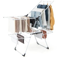 Giantex Folding Clothes Drying Rack, 2-Tier Metal Laundry Drying Rack Laundry Drying Rack with Height-Adjustable Wings