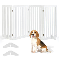 89cm Pet Gate 4 Panels Freestanding Wooden Fence for Small Dogs