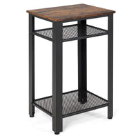 Giantex Industrial End Table, 3-Tier Side Table w/Adjustable Feet & Mesh Shelves