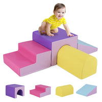 Kids Climb and Crawl Foam Block Play Set, 4-Piece Toddler Soft Building Blocks Structures Set for Children Development