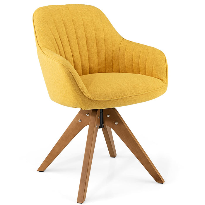 Giantex Modern Swivel Accent Chair, Dining Chair Upholstered Armchair w/Beech Wood Legs
