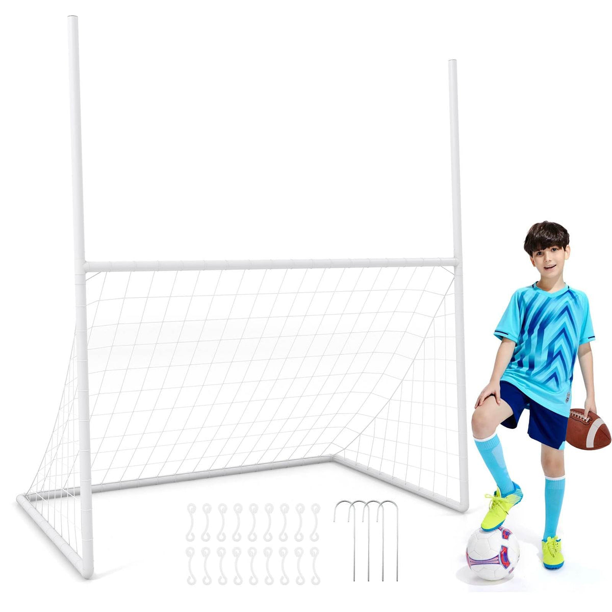 2 in 1 Kids Soccer Goal with PE Netting&UPVC Pipe Frame for Park Backyard