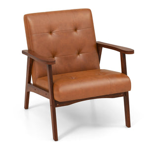 Giantex Mid Century Modern Accent Chair, Living Room Arm Chair with Solid Rubber Wood Frame