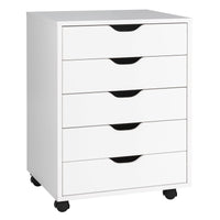 5-Drawer File Cabinet, Side Cabinet File Pedestal w/ 4 Castors