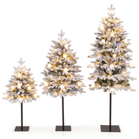 3' 4' 5' Pre-Lit Flocked Christmas Tree Set of 3, Battery Operated