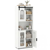 Farmhouse Bathroom Floor Cabinet with Sliding Barn Door and Shelves