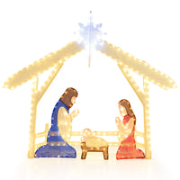 121cm Pre-lit Christmas Holy Family Set with 272 Warm Cold White LED Lights