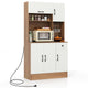Giantex 167cm Tall Pantry Cabinet w/Hutch & Power Outlets