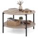 Giantex Round 2-Tier Industrial Coffee Table with Open Storage Shelf
