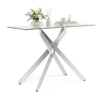 Modern Entryway Table with Clear Tempered Glass Top for Entrance and Living room
