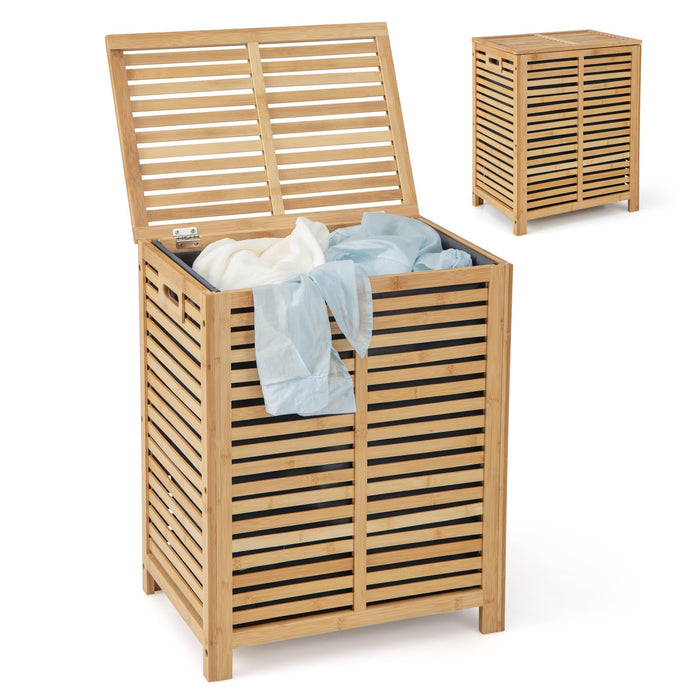 80L Bamboo Laundry Hamper with Liner and Handles