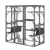 Large Outdoor Wooden Cat House 180cm Catio Enclosure w/Weatherproof Asphalt Roof