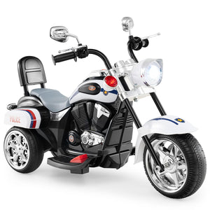 6V Kids Motorcycle 3-Wheel with Headlight and Horn White
