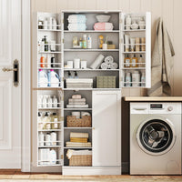 Giantex Kitchen Pantry Cabinet, 167 CM Freestanding Tall Buffet Cupboard w/Two 4-Tier Cabinets