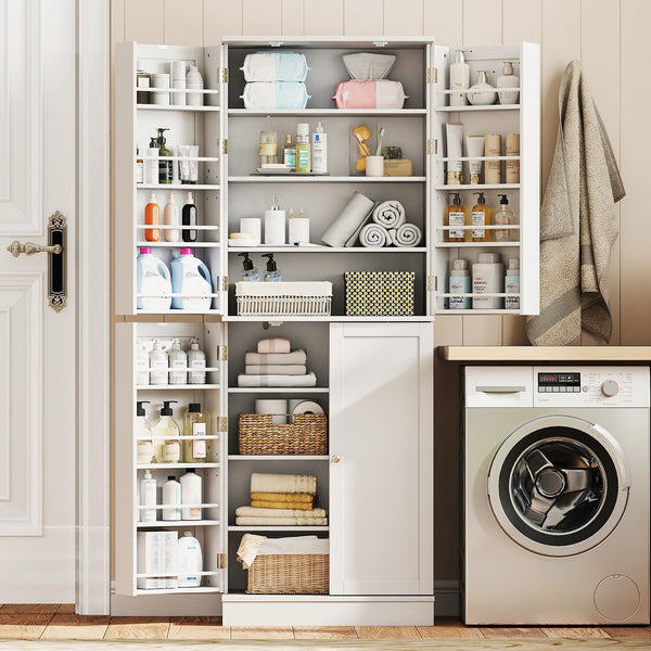 Giantex Kitchen Pantry Cabinet, 167 CM Freestanding Tall Buffet Cupboard w/Two 4-Tier Cabinets