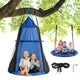 100cm Kids Detachable Hanging Tree Swing Tent, 2 in 1 Design Flying Swing & Nest swing Chair for Having Fun, Green