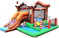 Inflatable Bounce House, Jumping Castle for Kids w/Large Jumping Play Area, Tunnel, Long Slide, Climbing Wall, Basketball Hoop(Without Blower)