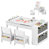 Multi-functional Kids Art Easel Table & Chair Set, Toddler Craft Drawing Writing Desk
