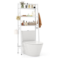 Giantex Over The Toilet Storage Shelf, 3-Tier Free Standing above Toilet Rack Stand with Adjustable Bottom Bar