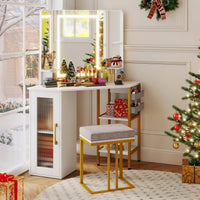 Makeup Vanity Desk with Mirror and Lights Corner Dressing Table