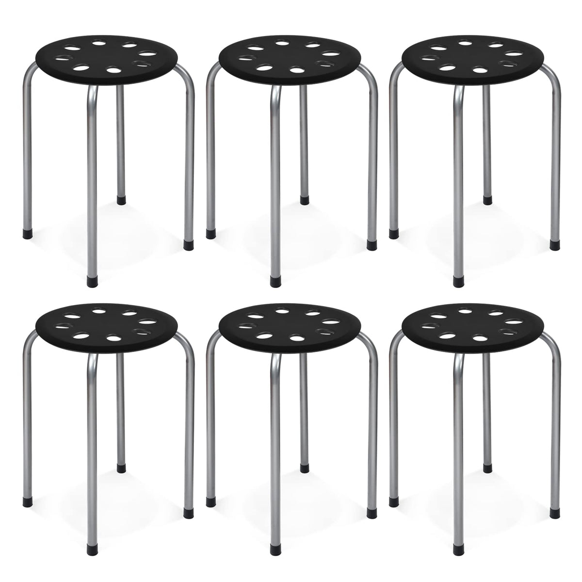 Giantex 6 Pack Stackable Stools, Lightweight Backless Stools w/Metal Frame & Plastic Seat for Home School Classroom