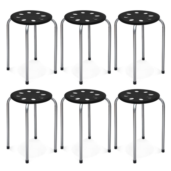 Giantex 6 Pack Stackable Stools, Lightweight Backless Stools w/Metal Frame & Plastic Seat for Home School Classroom