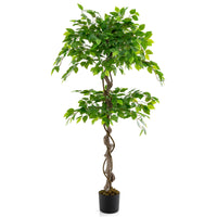 Giantex 150 CM Artificial Ficus Tree Tall Indoor Plant with 882 Leaves