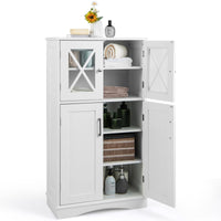 Bathroom Storage Cabinet Linen Storage Cabinet with Doors and Adjustable Shelves