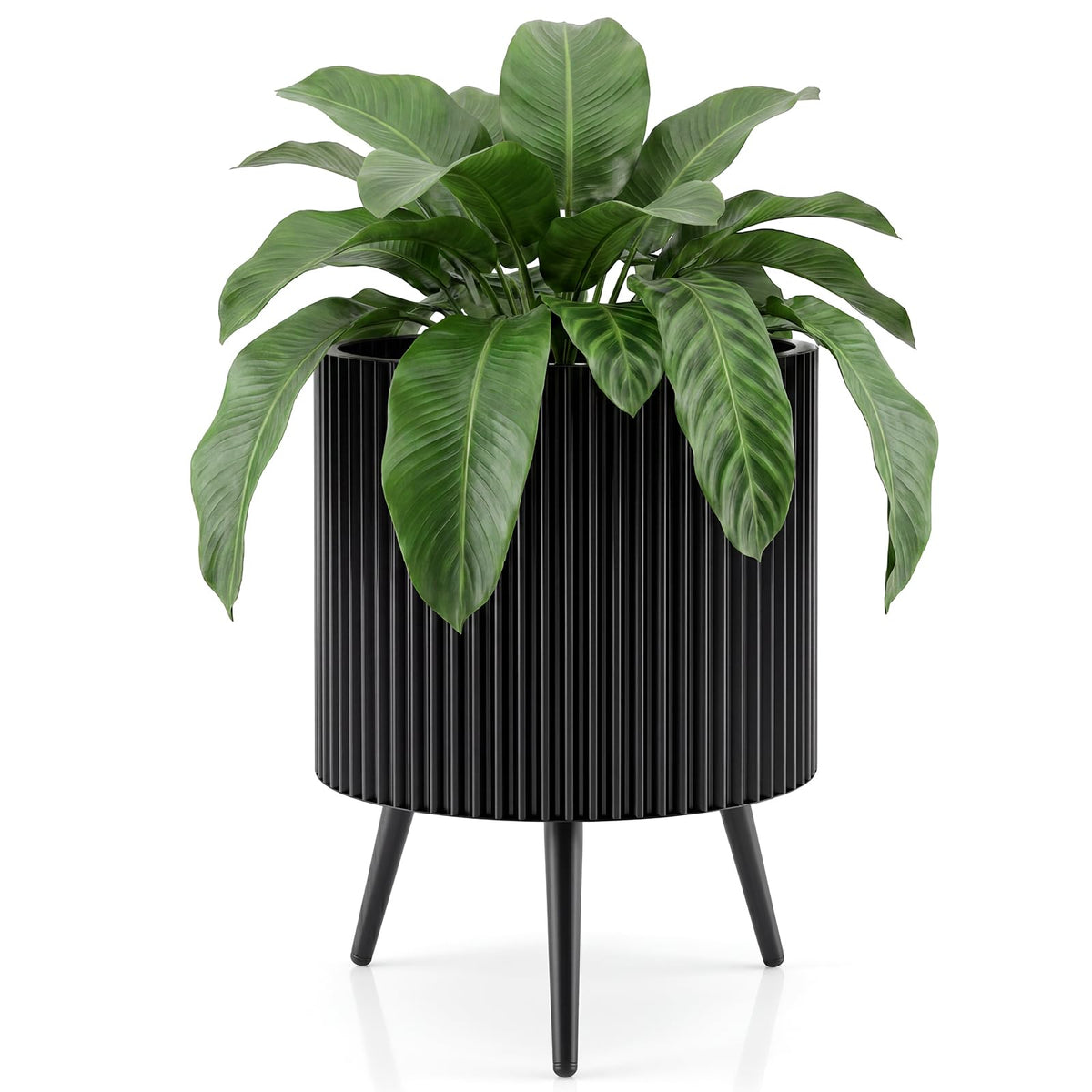 35/42/49.5cm Plant Pot with Stand, Mid-Century Modern Fluted Planter