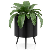 35/42/49.5cm Plant Pot with Stand, Mid-Century Modern Fluted Planter