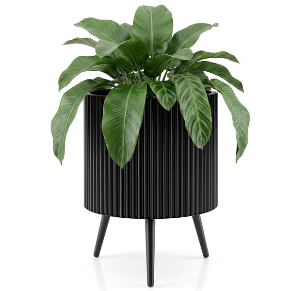 35/42/49.5cm Plant Pot with Stand, Mid-Century Modern Fluted Planter