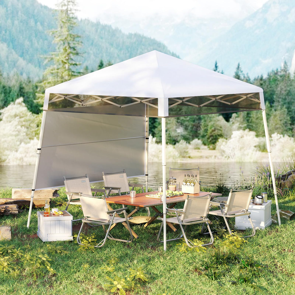 2.1 x 2.1 M Pop-Up Canopy Tent with 1 Push Center Lock for Sports Picnic Camping