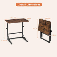 Giantex Folding C-Shaped End Table, Height Adjustable Sofa Side Table