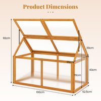Wood Cold Frame Greenhouse, Portable Raised Flower Planter Protection with Transparent Panels